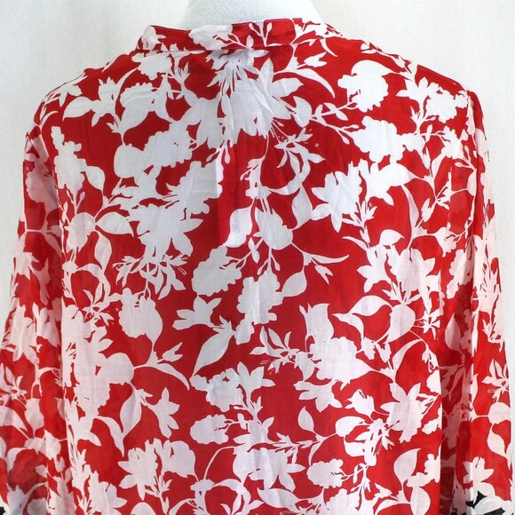 Tommy Bahama Sunset Vista 3/4 Sleeve Top Womens Size L Red Black Silk Blend NEW - Picture 6 of 7